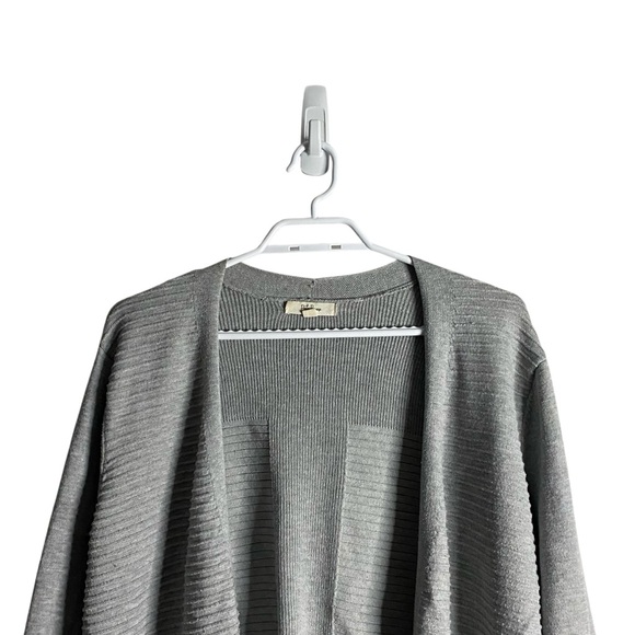 Peyton Primrose Women's Gray Ribbed Open Front Cardigan - Picture 2 of 6